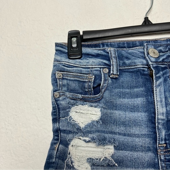 American Eagle Hi-Rise Shortie Distressed Cut Off Shorts - Picture 3 of 10